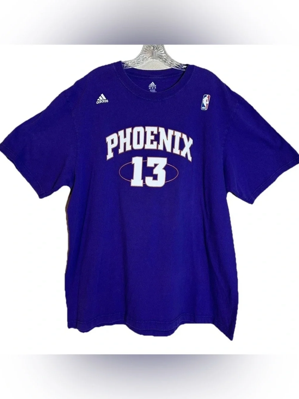 Phoenix Suns NBA Basketball #13 Mens 2XL Steve Nash Purple Adidas T-Shirt, EUC